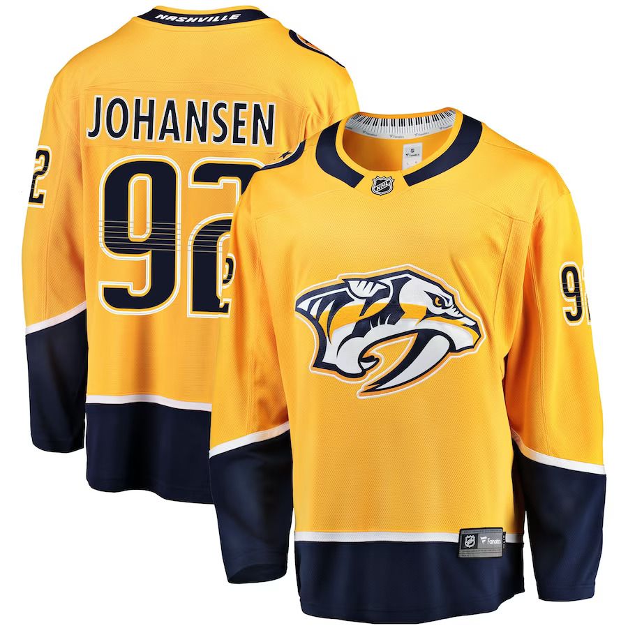 Men Nashville Predators 92 Ryan Johansen Fanatics Branded Gold Breakaway Player NHL Jersey